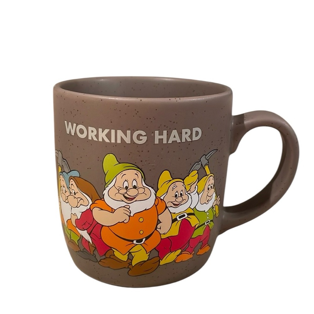 DISNEY UEC Snow White Seven Dwarfs Working Hard Hardly Working Coffee Mug